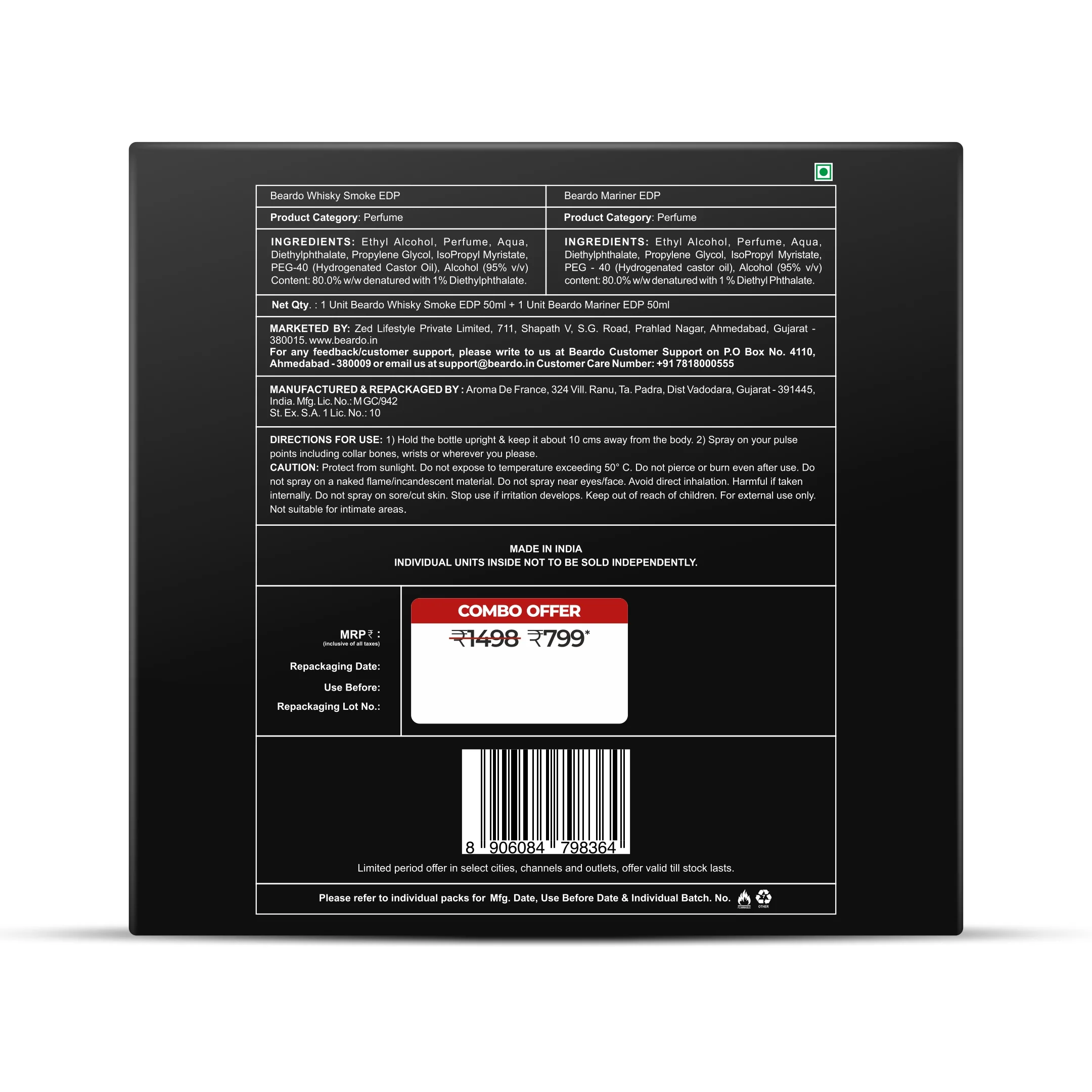 Whisky Smoke EDP 50ml and Mariner EDP 50ml Combo - Image 2