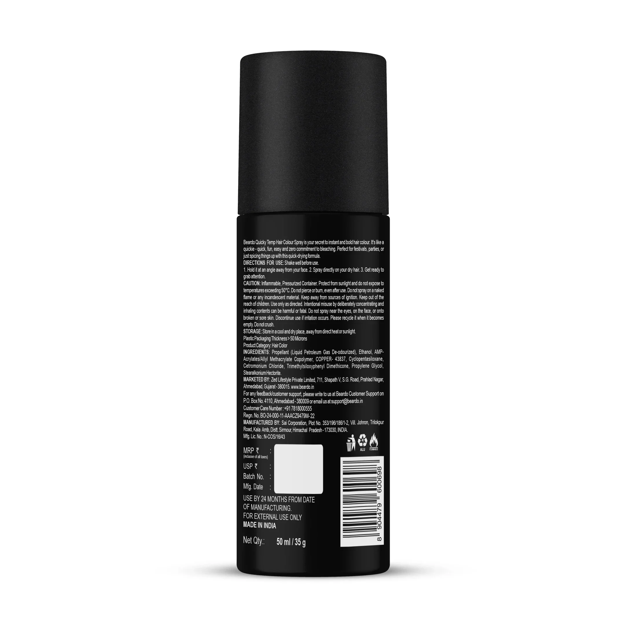 Quicky Temp Hair Color Spray Raw Copper (50ml) - Image 9
